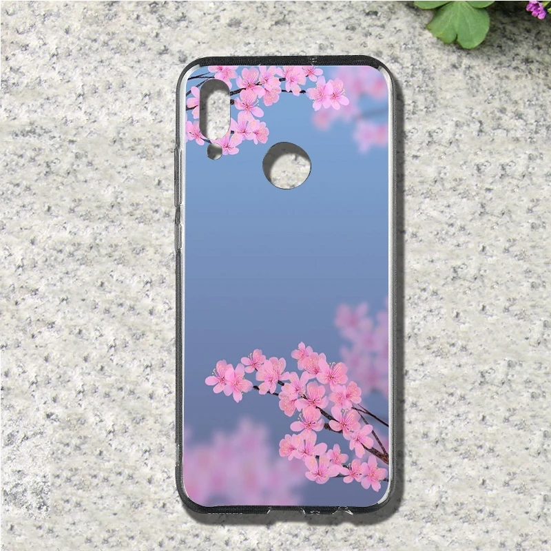 Розовый cherry blossom чехол для телефона Huawei P7 P8 lite P9 мини P10 плюс P20 Lite P30 Pro Мягкие TPU