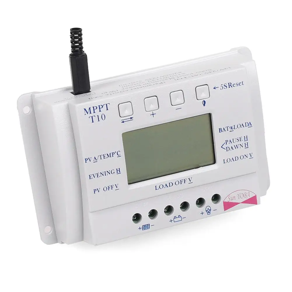 MPPT 10A LCD Solar Panel Battery Regulator Three Timer Charge Controller 12V/24V + Y Type Cable Connectors | Обустройство дома