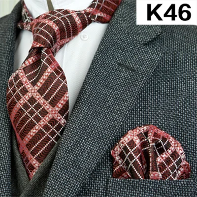 K46set В полоску, в клетку, в горошек, с цветочным узором из мужских галстуков галстуки галстук комплекты платок носовой платок шелковый галстук из жаккардовой ткани - Цвет: K46set