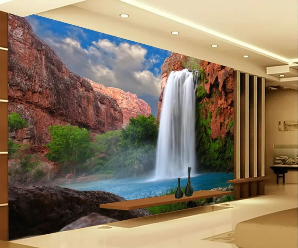 

custom 3d wallpaper Alpine waterfall backdrop custom 3d photo wallpaper customized wallpaper for walls mural 3d wallpaper
