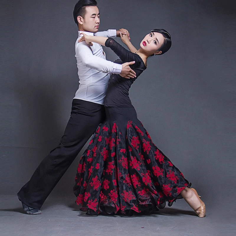 Женская юбка для бальных танцев с цветочным принтом современных стандартная