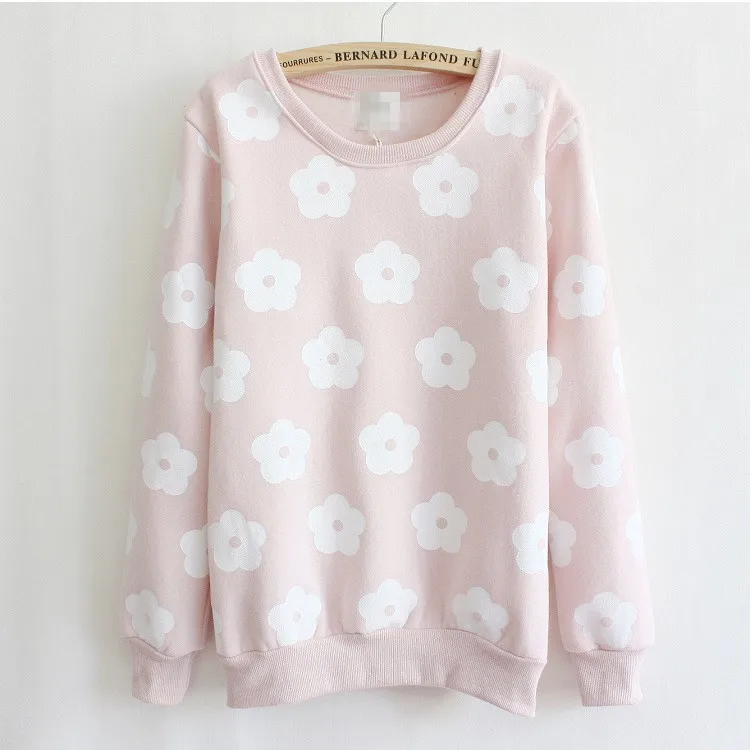 JKKUCOCO женский хлопковый свитер с капюшоном красивым цветком и О образным вырезом 4