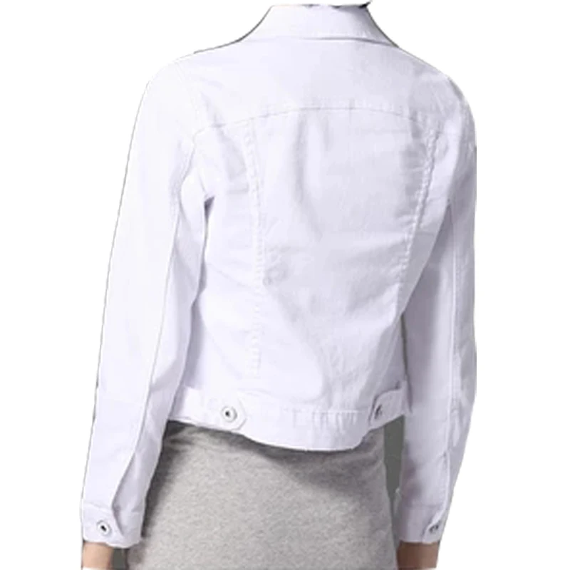 OLGITUM джинсовая куртка женская короткий топ с отложным воротником тонкий белый