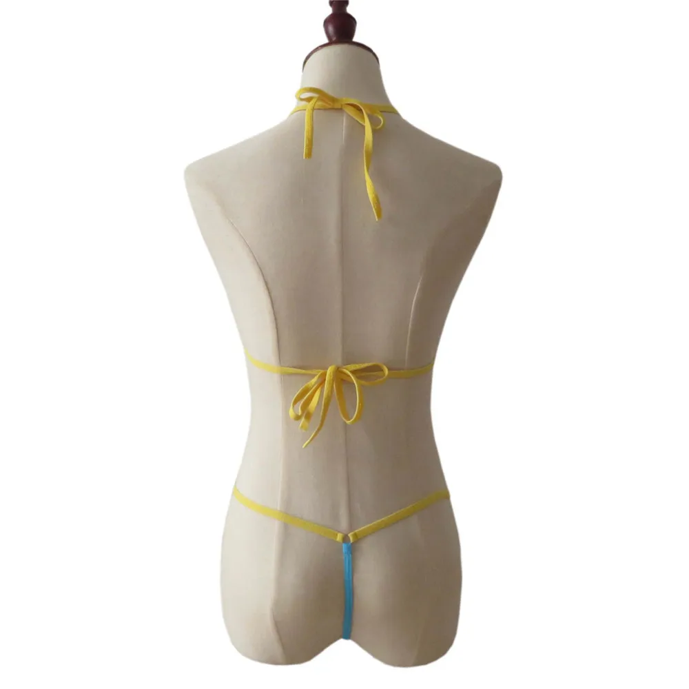 Микро-бикини 2019 сексуальный треугольный купальник на бретельках разные цвета с