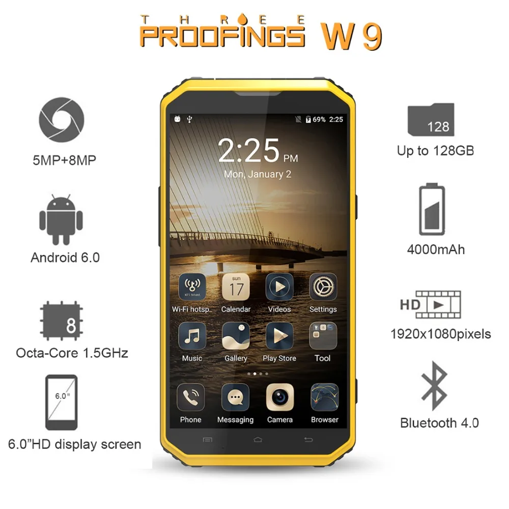 E & L EL W9 смартфон с 6 дюймовым дисплеем восьмиядерным процессором MTK6753 Android 5 1 ОЗУ 2