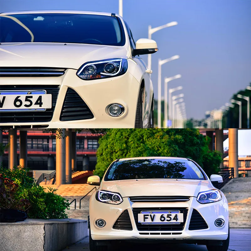 Фара в сборе для Ford Focus 2012 2013 левый и правый светодио дный с LED DRL ходовые огни желтый поворотов