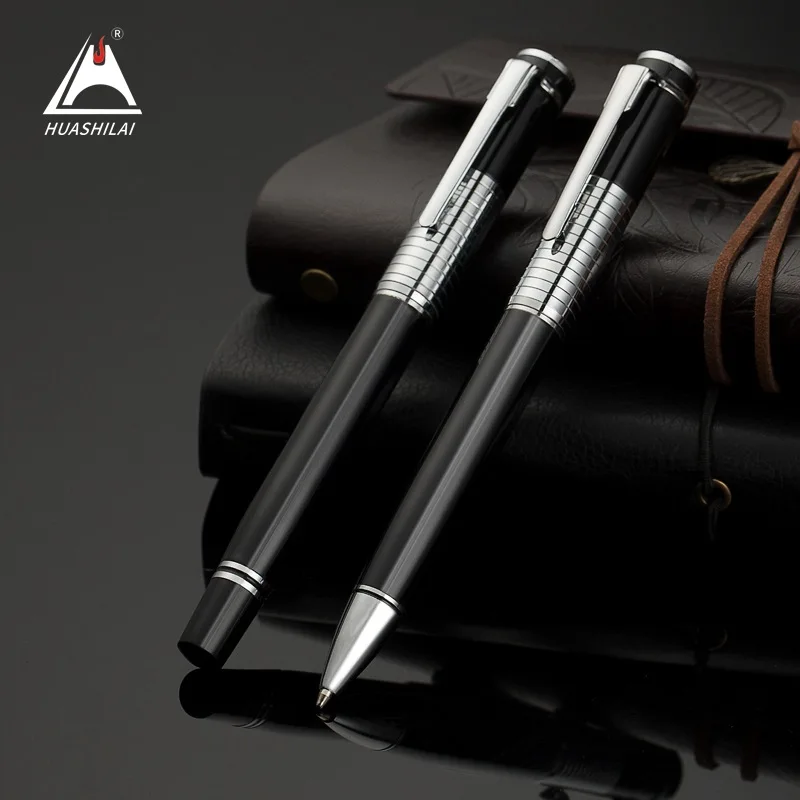 Wholesale Price 2pcs Black Metal Ballpoint pen / Roller ball Pen School Office Stationery Classic Writing Ball Pens Gift | Канцтовары