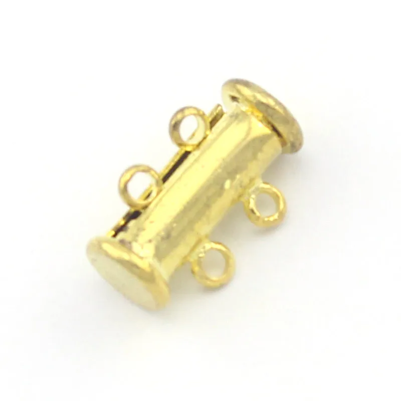 Free shipping 100pcs/Lot 2 3 4 5 6 7 8 9 10 11 12 Strand Hole Wholesale Jewelry Findings Gold Plated Slide Lock Tube Clasps|lock knob|clasp