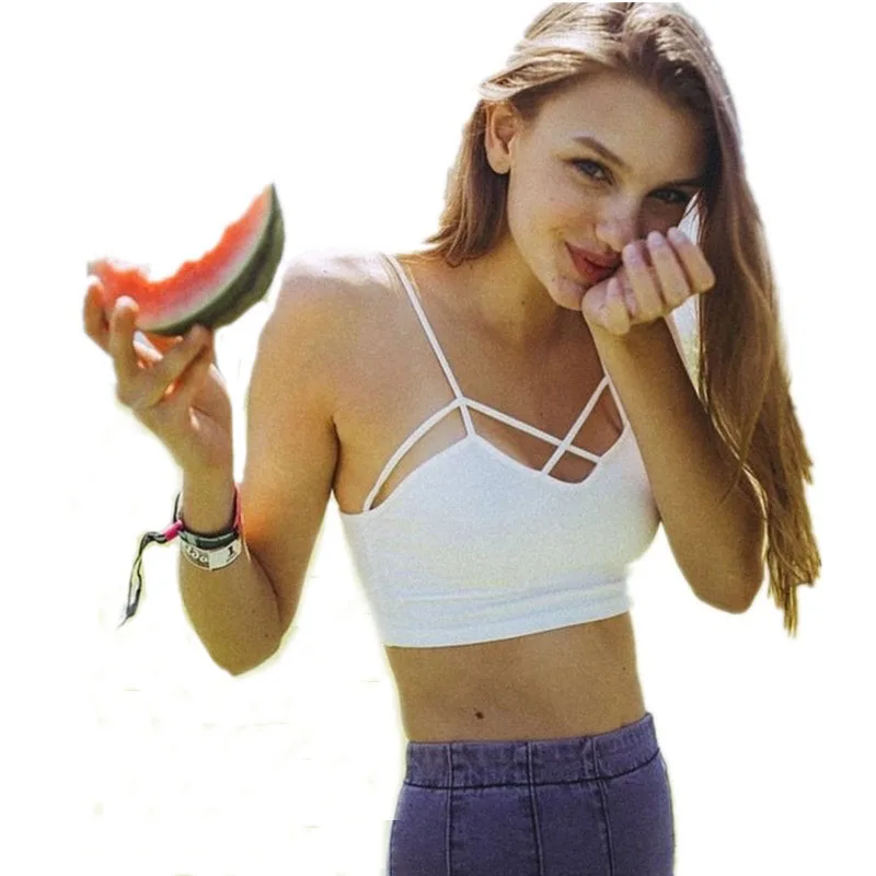 Женская летняя футболка бюстгальтер Женский Повседневный жилет на бретельках