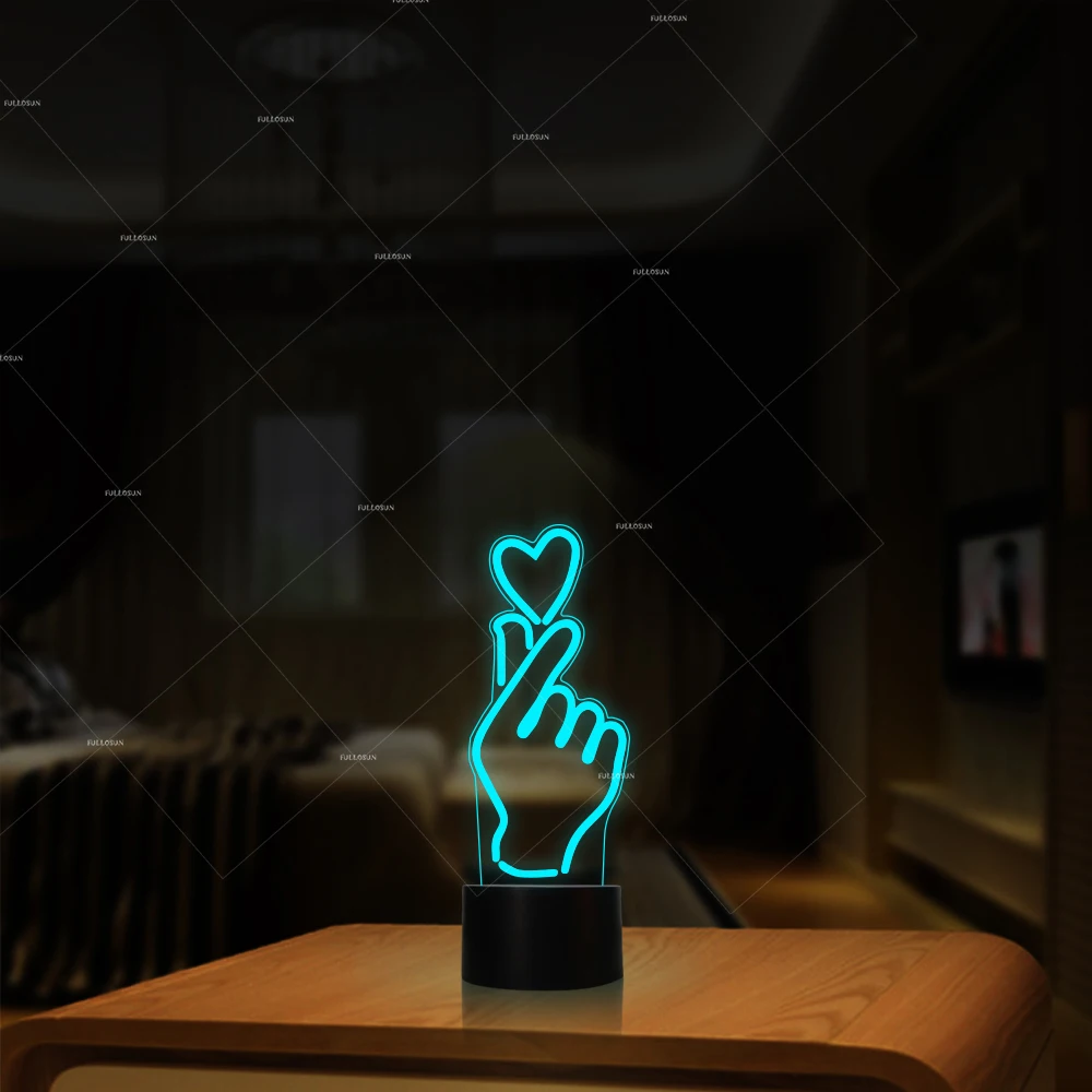 Ночные светильники Express love with finger heart 7 меняющихся цветов лампы для влюбленных