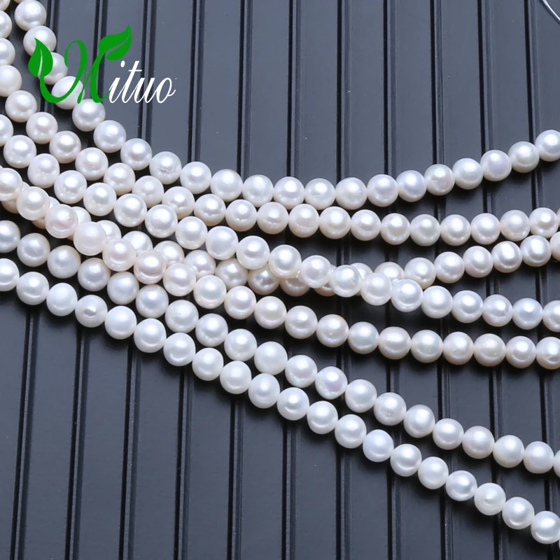 MITUO wholesale 6-7mm AAA freshwater pearls Necklace bohemia fashion Jewelry ROUND Pearl DIY accessories necklace for women | Украшения и
