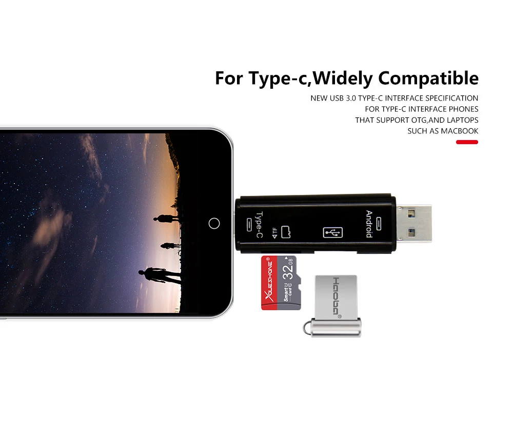 3 в 1 тип-c кард-ридер Micro usb type-C универсальный флеш-накопитель usb 3,0 разъем адаптера высокоскоростной TF считыватель карт памяти