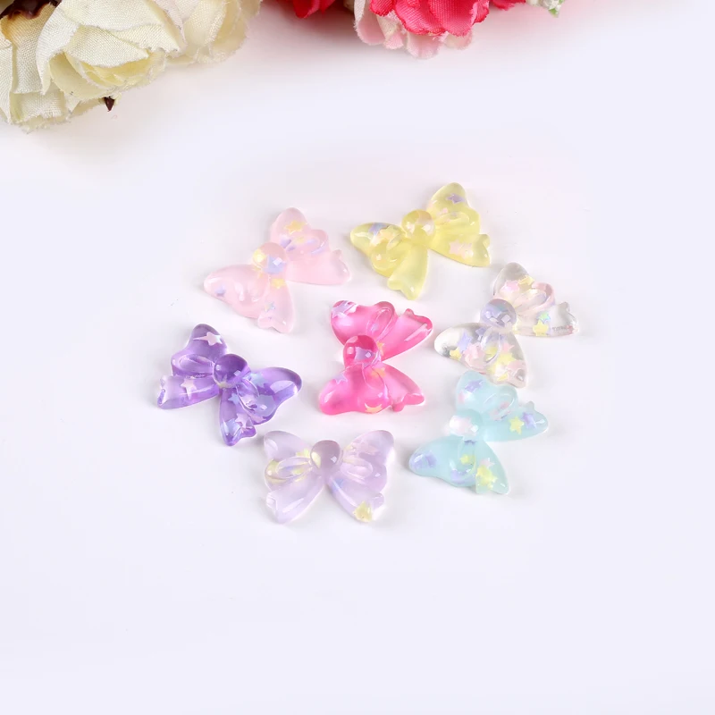 20pcs many styles flat back resin bow accessory  glitter bow for diy brooch decoration