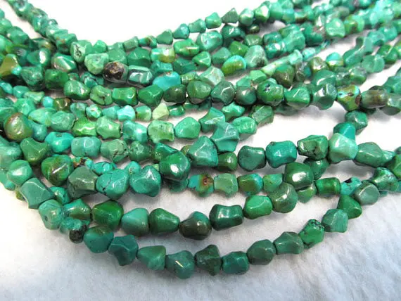 

wholesale 6-8mm 5strands natural genuine turquoise beads freeform nuggets green blue tibetant jewelry bead
