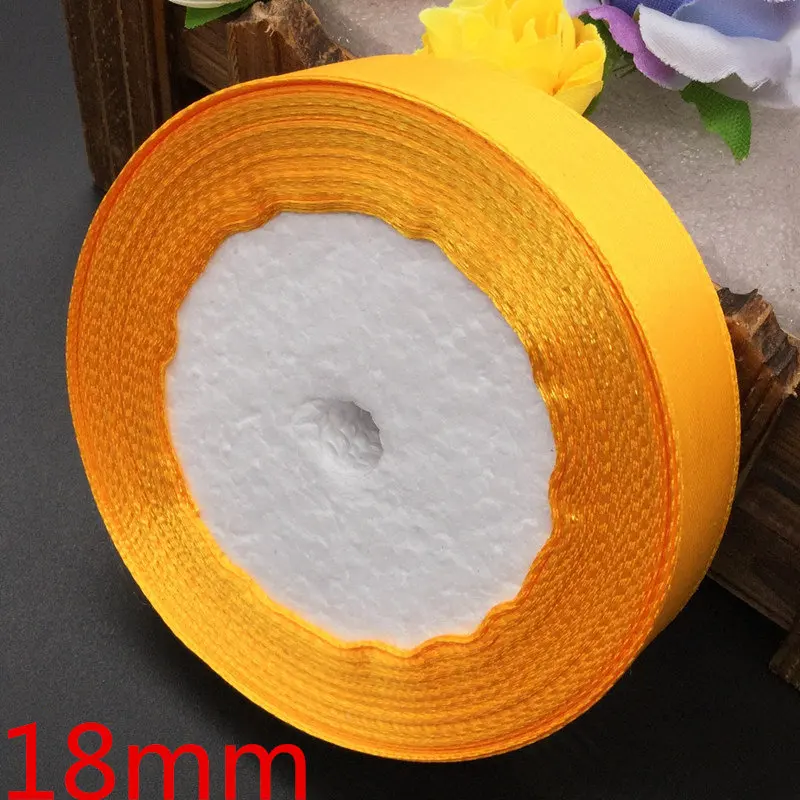 18mm 25 ярдов золотой шелк декорации с лентой Свадебная подарочная упаковка лента швейная одежда Рождественский подарок на год - Цвет: 18mm