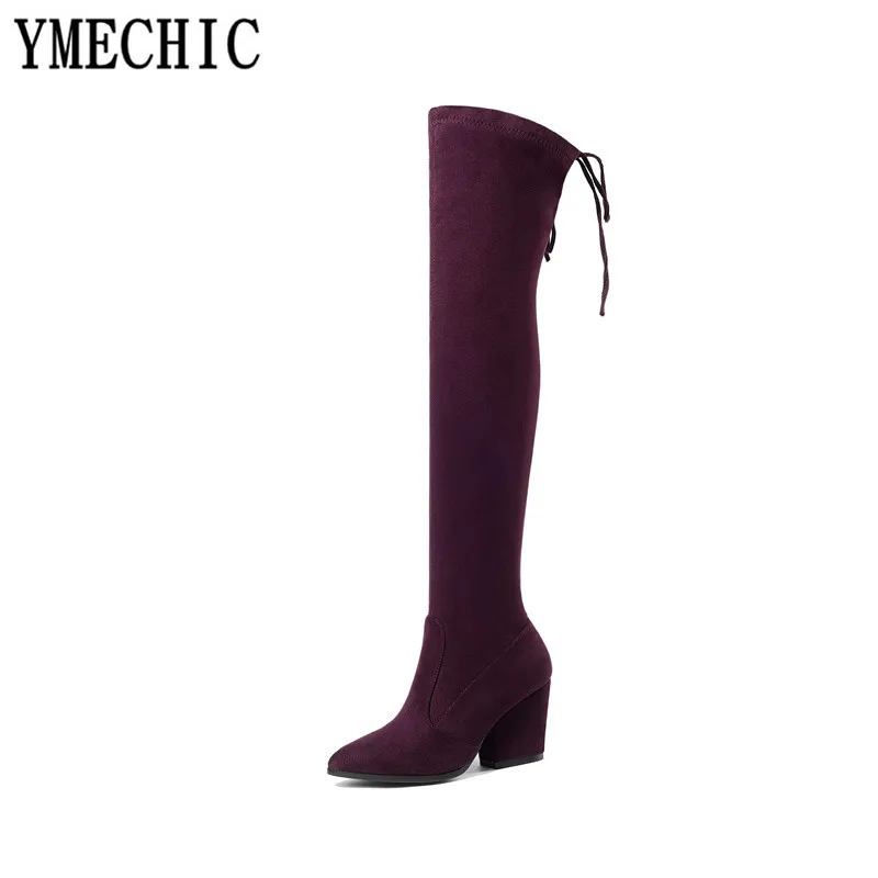 YMECHIC 2018 модные женские длинные сапоги на танкетке для верховой езды Детские