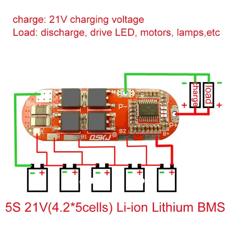 5S BMS 25A 21V BMS 25A 3S 12,6 в 4S 16,8 в 5S 21 в 18650 литий-ионный аккумулятор защитная схема плата для зарядки Модуль PCM полимерная Lipo ячейка PCB - Цвет: 5S BMS 25A 21V