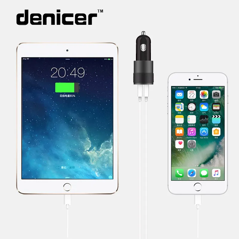 Denicer быстро QC 3 0 зарядное устройство для автомобиля с двумя портами USB адаптер