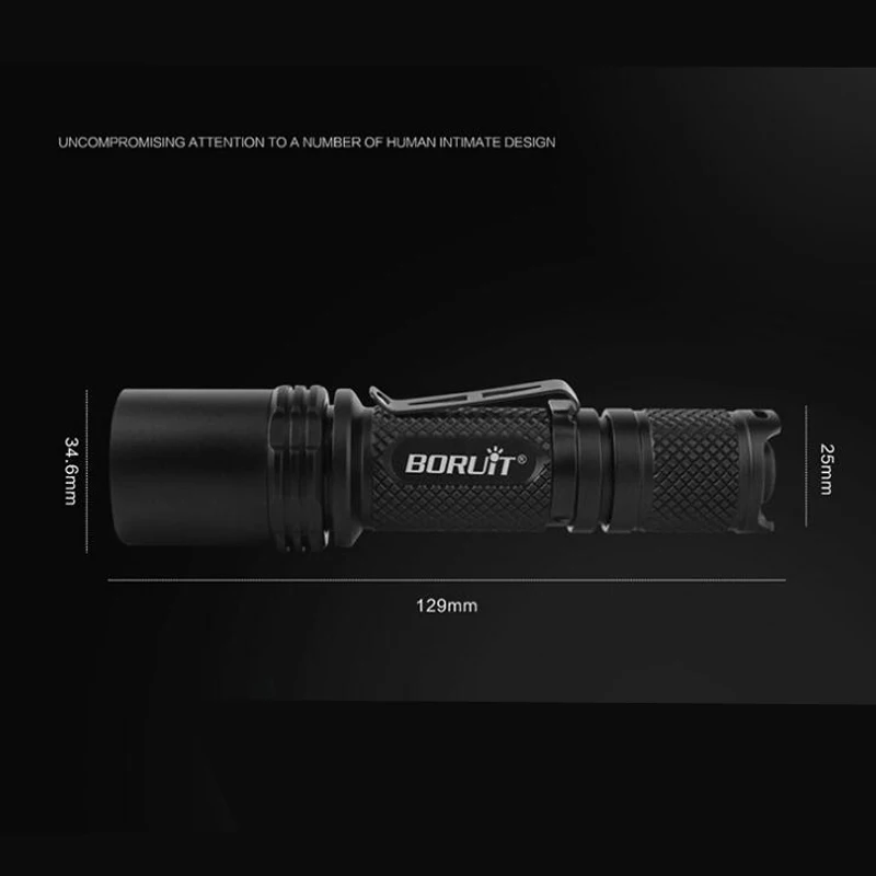 BORUiT BC07 750lm тактический мини фонарик с зумом светодиодный USB Перезаряжаемый фонарь