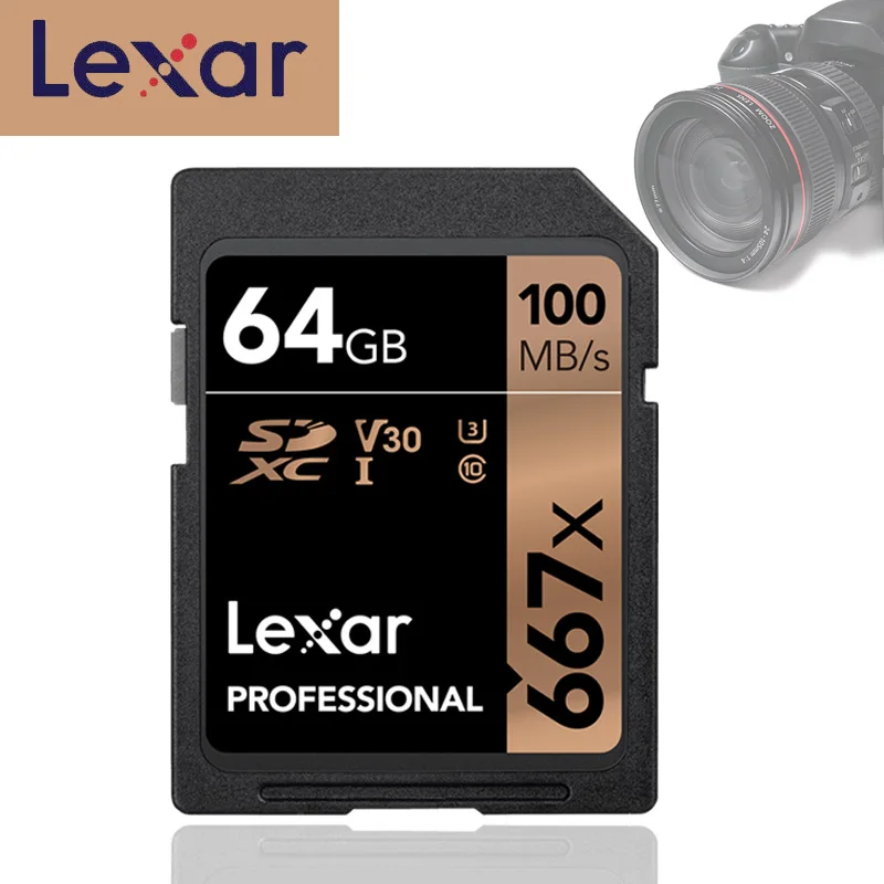 

Lexar 667x карта памяти sd флэш-карты 64 Гб U3 SDXC UHS-I карты Высокая скорость 100 МБ/с./с картао де memoria carte sd для цифровой SLR/HD камеры