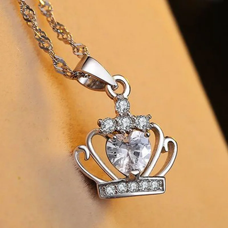 Подвески FENGLI Серебряная корона с кристаллами ожерелье Подвеска для женщин