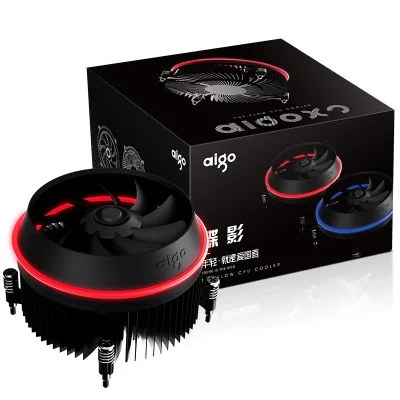 red Aigo shadow алюминиевый процессор RGB Радиатор Охлаждение охладитель 100 мм 4Pin двойное кольцо светодиодный вентилятор Радиатор для intel LGA 1155/1156 - Цвет лезвия: red