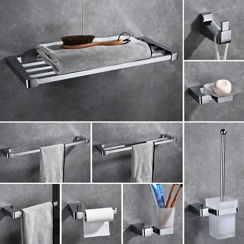 

Polished Chrome Bathroom Accessories Brass 5-Piece Bath Hardware Towel Bar Accessory Set,Toothbrush Holder Metal Wall Mounted