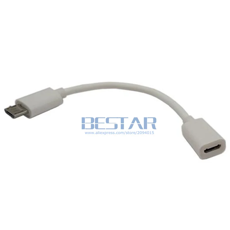 Черный и белый цвет 10 см Micro USB 2,0 type B штекер USB2.0 Micro USB Female M/F УДЛИНИТЕЛЬ для зарядки и передачи данных 0,1 м