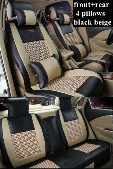 Передние и задние чехлы для сидений автомобилей Стайлинг fit Nissan Qashqai/Murano/March/Teana/Tiida/LIVINA/X-trail/NP300/PATROL/Sentra/Versa - Название цвета: black beige luxury