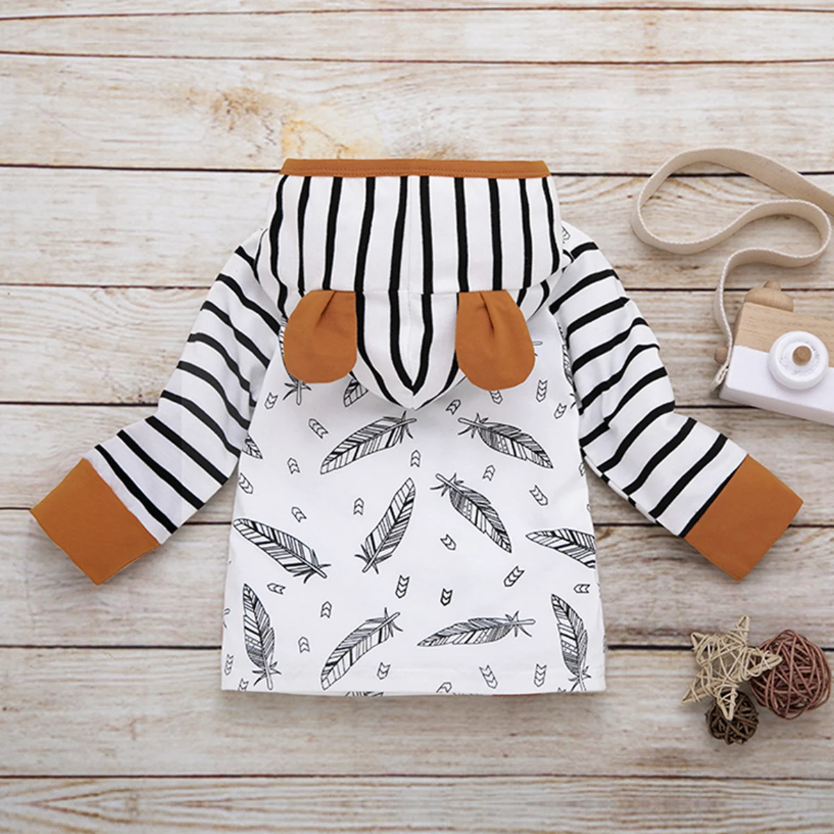 Baby Girls Hooded ear T-shirt Tops Striped Long Pants Clothing Cotton Outfits Set Newborn Infant Kids Girl Clothes Sets | Детская одежда