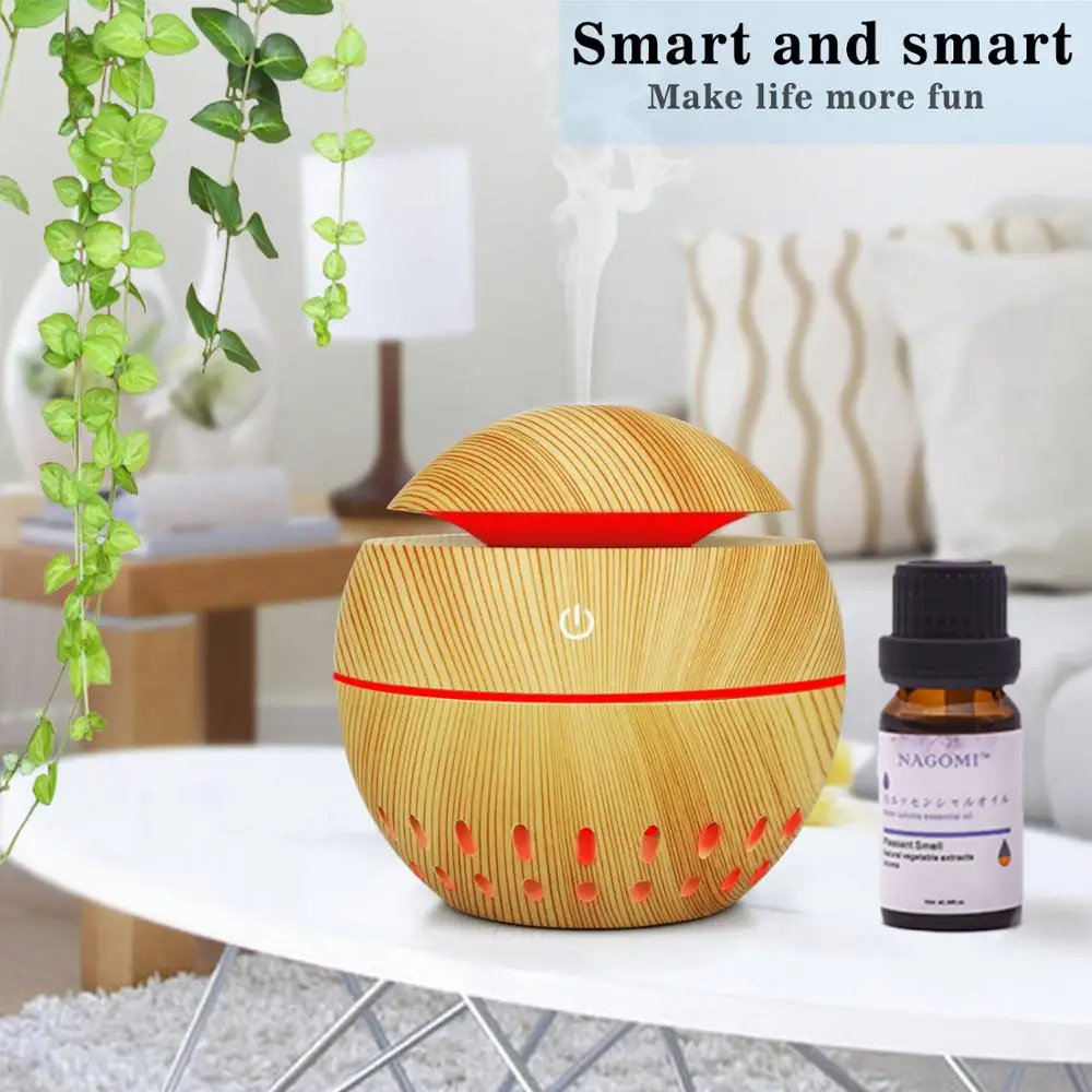 

130ml USB electric Aroma Essential Oil Diffuser Ultrasonic Air Humidifier Wood Grain LED Lights aroma diffuser for home