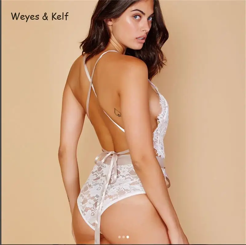 Weyes& Kelf, Сексуальное Женское боди с глубоким v-образным вырезом,, летнее Кружевное боди, Женское боди без рукавов