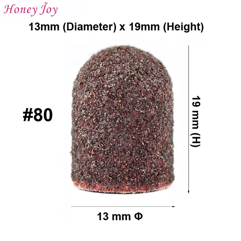 50pcs/lot 13*19mm #80 Sanding Block Sleeve Cap Without Grip Bands Manicure File Tools Nail Drill Polishing Accessories | Красота и