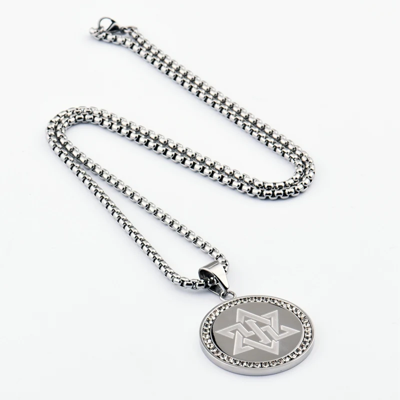 Goofan шесть звезда Давида Круглый Rhinestone Подвеска Цепочки и ожерелья