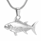 Ожерелье LKJ10929 для домашних животных, ожерелье в форме рыбы с эффектом памяти, раньше не выцветает, ожерелье для кремации из нержавеющей стали