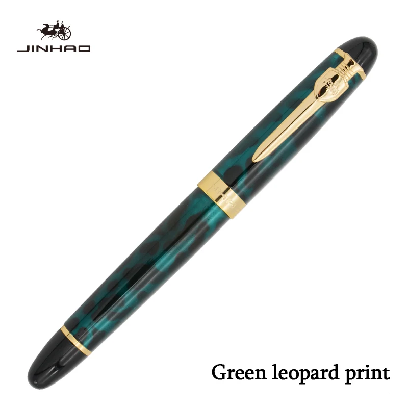 Leopard green Стиль, роскошная Подарочная коробка, леопардовая зеленая авторучка, полностью металлический зажим, чернильная ручка JINHAO caneta tinteiro - Цвет: Leopard green