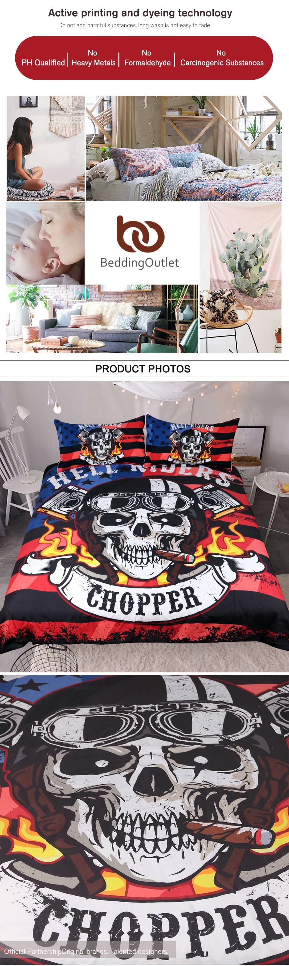 Постельные принадлежности Outlet Fire Skull Комплект постельного белья Chopper с принтом для мальчиков пододеяльник набор Hell Rider постельное белье Готический полосатый флаг домашний текстиль