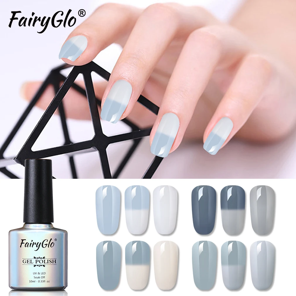 Fairyglo для ногтей гель 10 мл Температура менять УФ гель лак для ногтей светодиодный Краски покрытие для ногтей, полустойкое к штамповки эмаль цвет красного вина серый гель Лаки лак