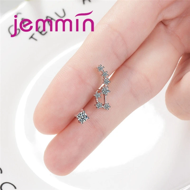 

Hot 1 Pair Women Korean Charming New Asymmetrical Punk Style Personality Female 925 Silver Stud Earring for Women Gift