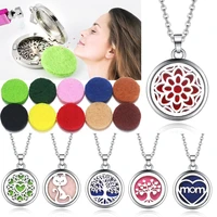 10pcslot aroma locket pendant necklace stainless steel magnetic aromatherapy essential oil diffuser perfume locket pendant