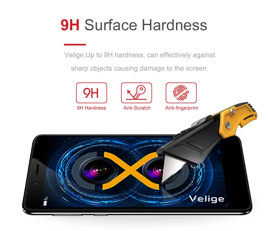 Закаленное стекло Velige 9H с полным покрытием для Huawei Honor 6X Honor6X 6 X защита экрана