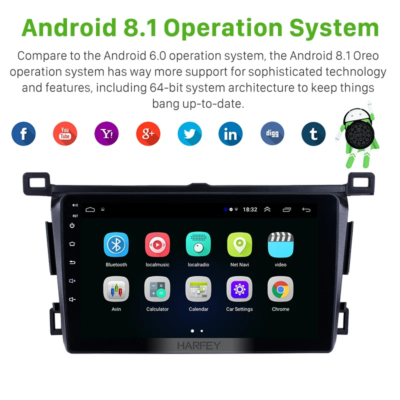 Harfey 9 &quotавтомобиль 2Din HD стерео Android 8 1 головное устройство gps для Toyota RAV4 правая