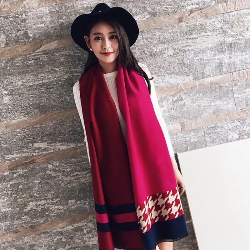 Yilia 340g Thicken Warm Winter Scarf Women 190*65 Long Scarves Imitation Cashmere Luxury Brand Shawls and Wraps Foulard | Аксессуары для