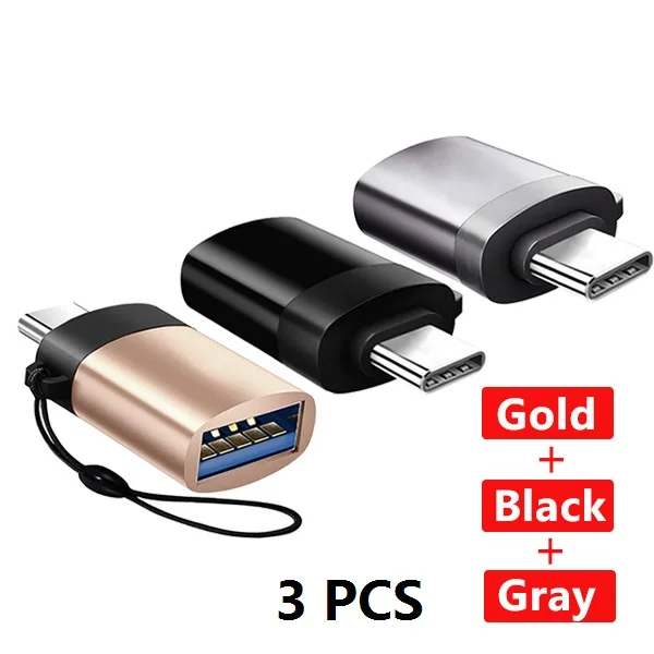 3PC Three colors ACCEZZ 2 шт. 3 шт. Тип C OTG адаптер USB 3,0 для samsung S8 huawei P20 Xiaomi Mi8 Lite type-C Мужской Android зарядный разъем - Цвет: 3PC Three colors