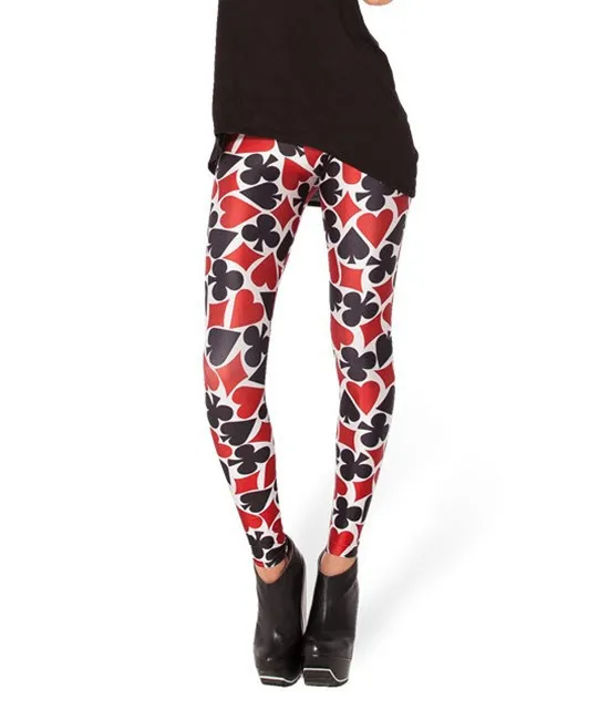 Модные женские леггинсы с 4 видами игральных карт тонкие эластичные из