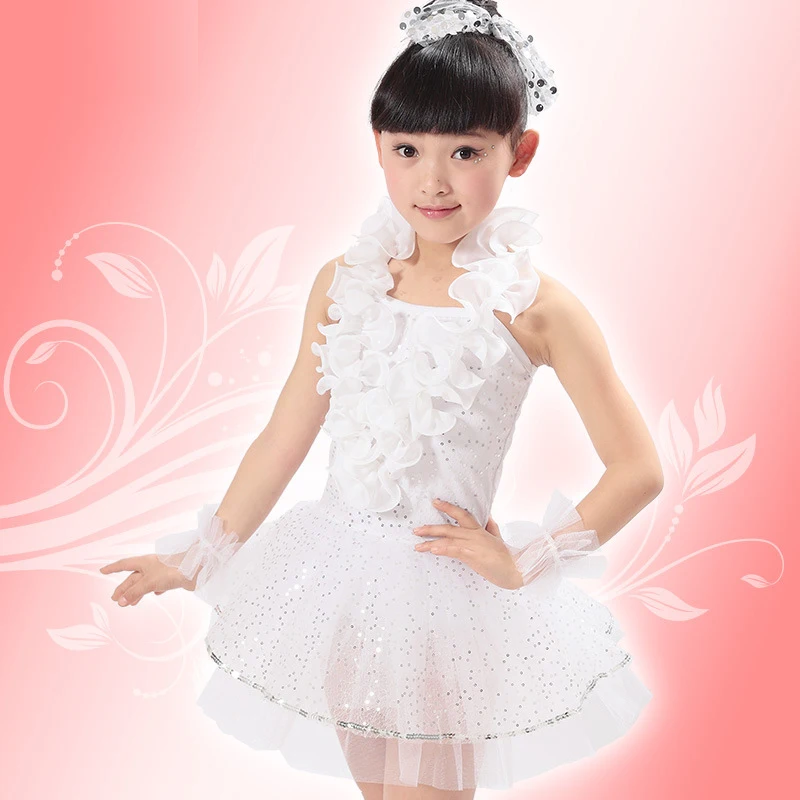 

Children costumes Ballet clothes Girls tutu White veil princess Children dance costume Sequins stage performance clothing