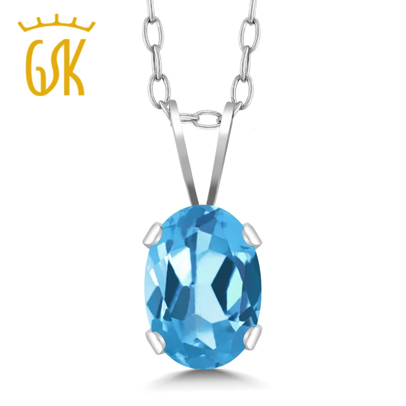 0.80 КТ овальной Форма швейцарский топаз 925 Серебряный кулон|pendant 925|pendant topazpendant silver |