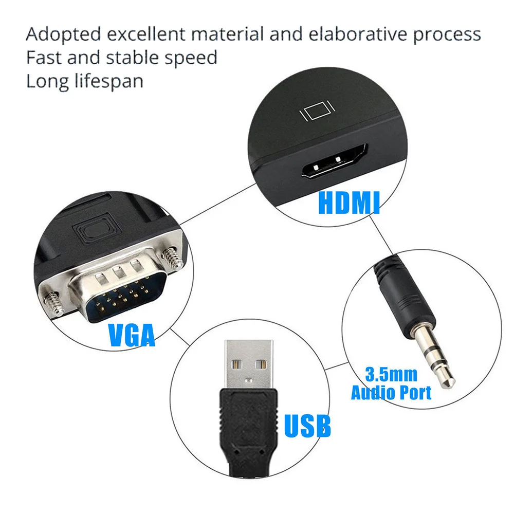1 шт. аудиопровод VGA папа-HDMI выход 1080P HD + Аудио ТВ AV TV видео кабель-преобразователь