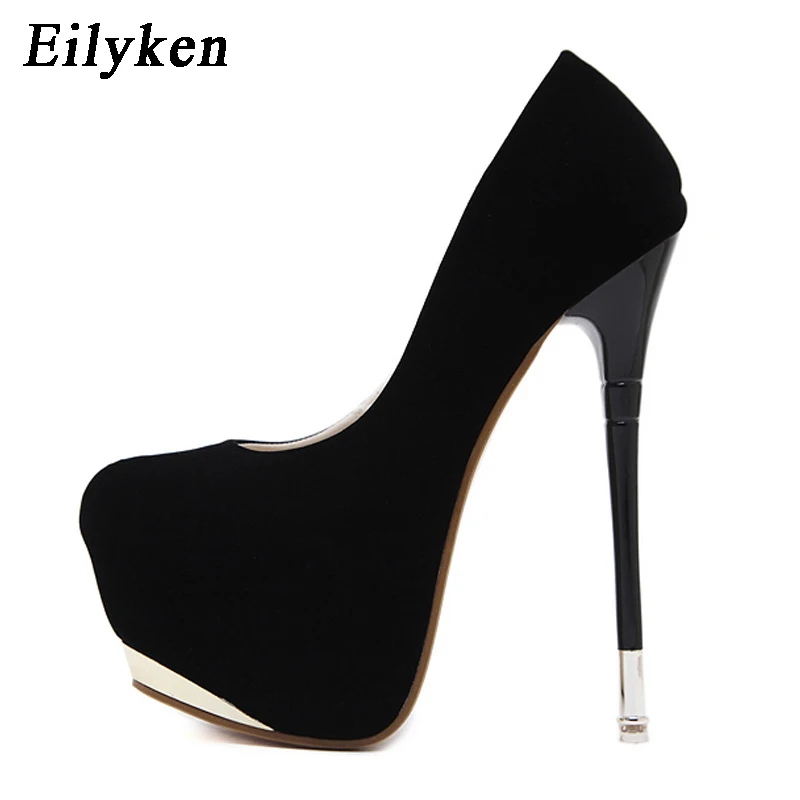 Eilyken/ г. Новые весенние пикантные женские туфли-лодочки пикантные туфли на высоком каблуке 16 см вечерние туфли-лодочки с круглым носком свадебные, размер 34-40