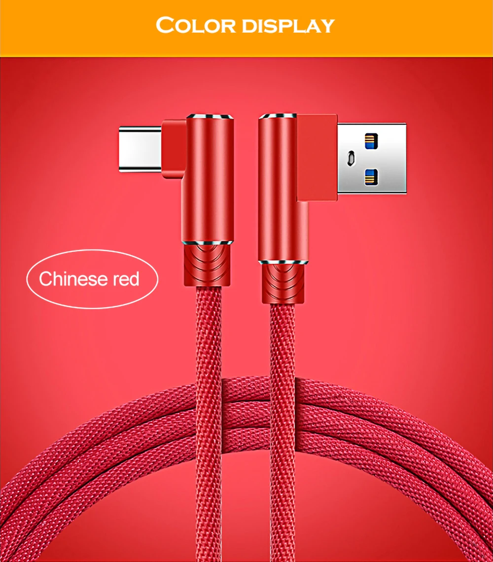 90 градусов type C быстрое зарядное устройство USB кабель для передачи данных для huawei p20 p30 mate 20 USB кабель для samsung s9 s10+ телефонный кабель для xiaomi 8 9